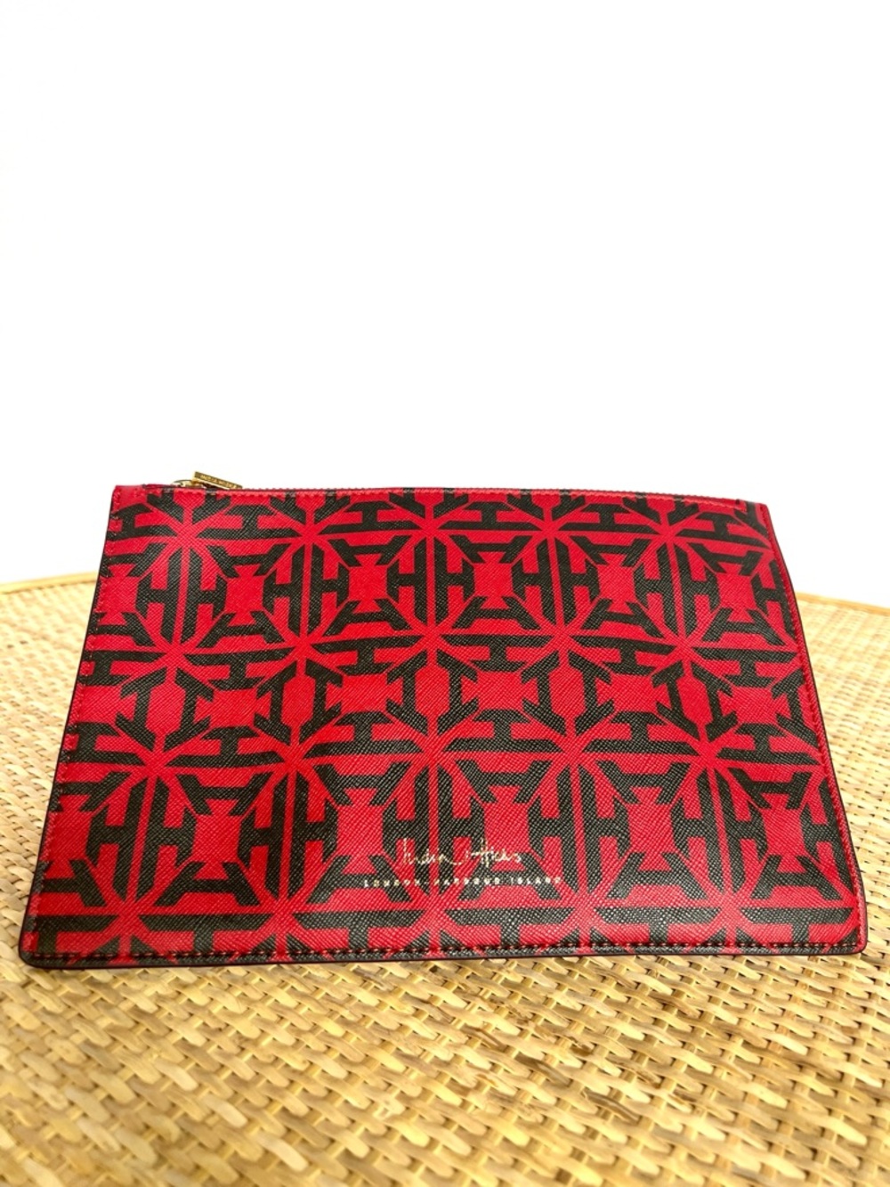 India Hicks Flat Stanley Red Heritage Clutch Pouch Red Black Geo Travel Bag